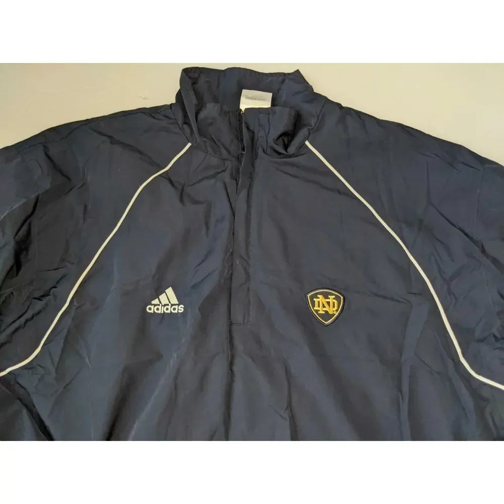 Adidas Notre Dame Jacket Size XL 1/2 Zip Blue Climate -0522K51
